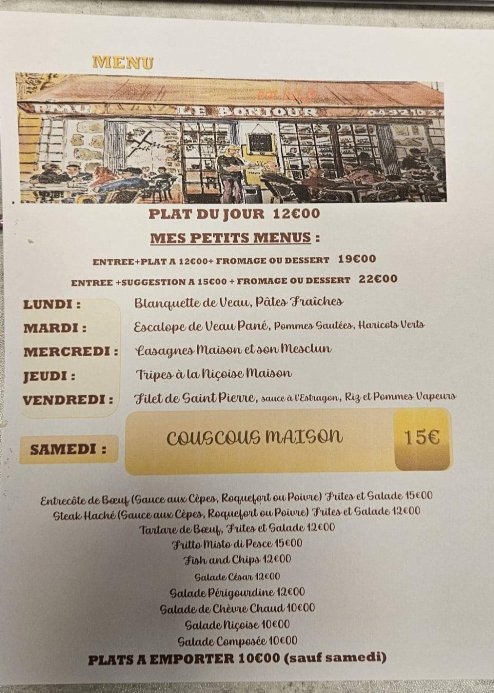 Le Bonjour — carte page 1