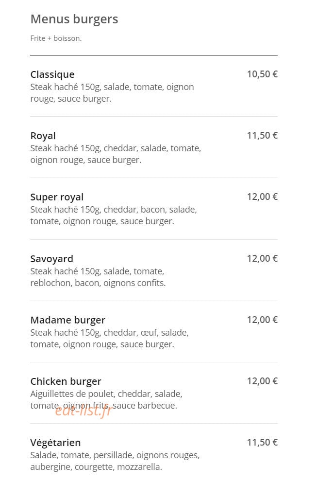 Le Burger du Traiteur — carte page 2
