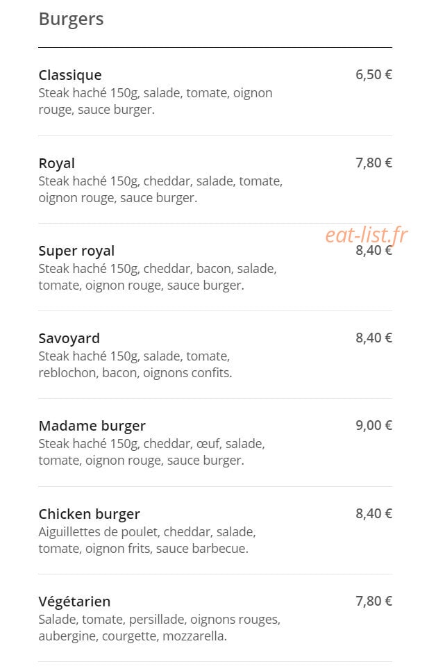 Le Burger du Traiteur — carte page 6