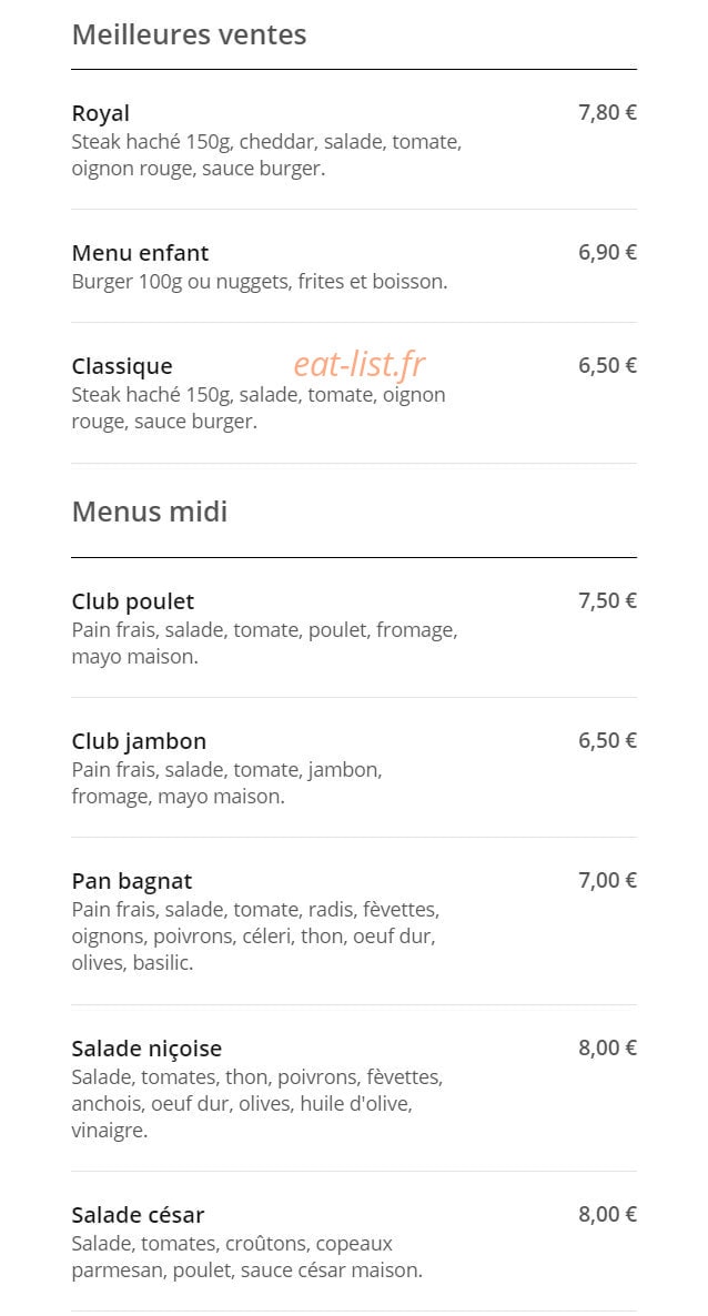 Le Burger du Traiteur — carte page 1
