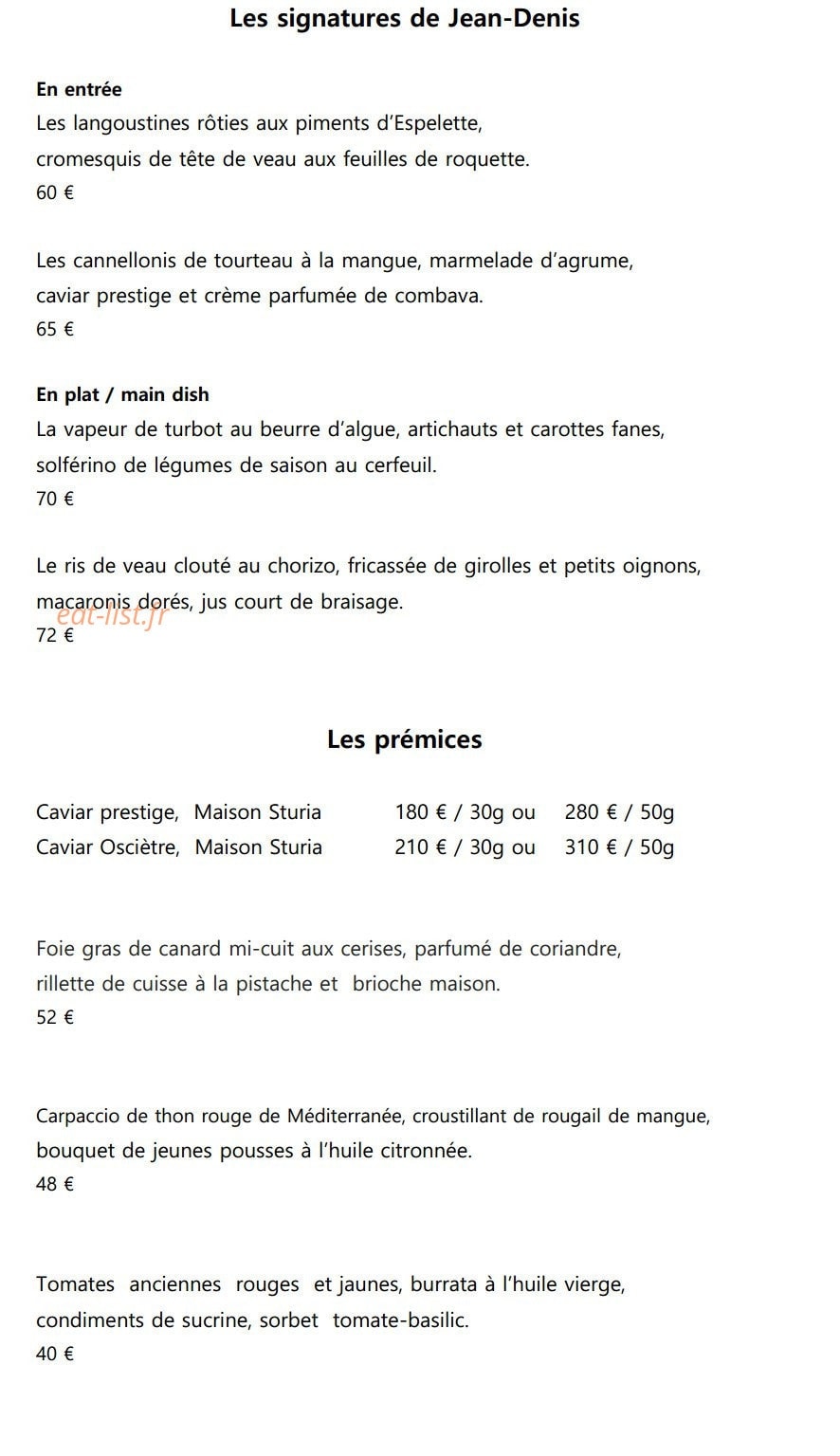 Le Chantecler — carte page 1