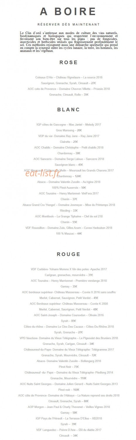 Le Clin d'Oeil — carte page 2