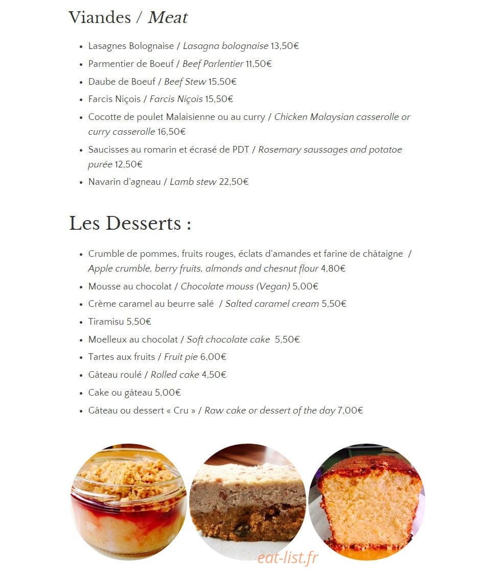 Le Comptoir — carte page 3
