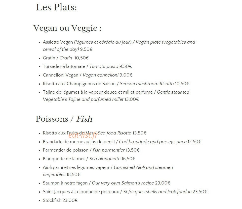 Le Comptoir — carte page 2