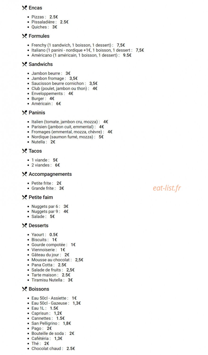 Le Family's — carte page 1