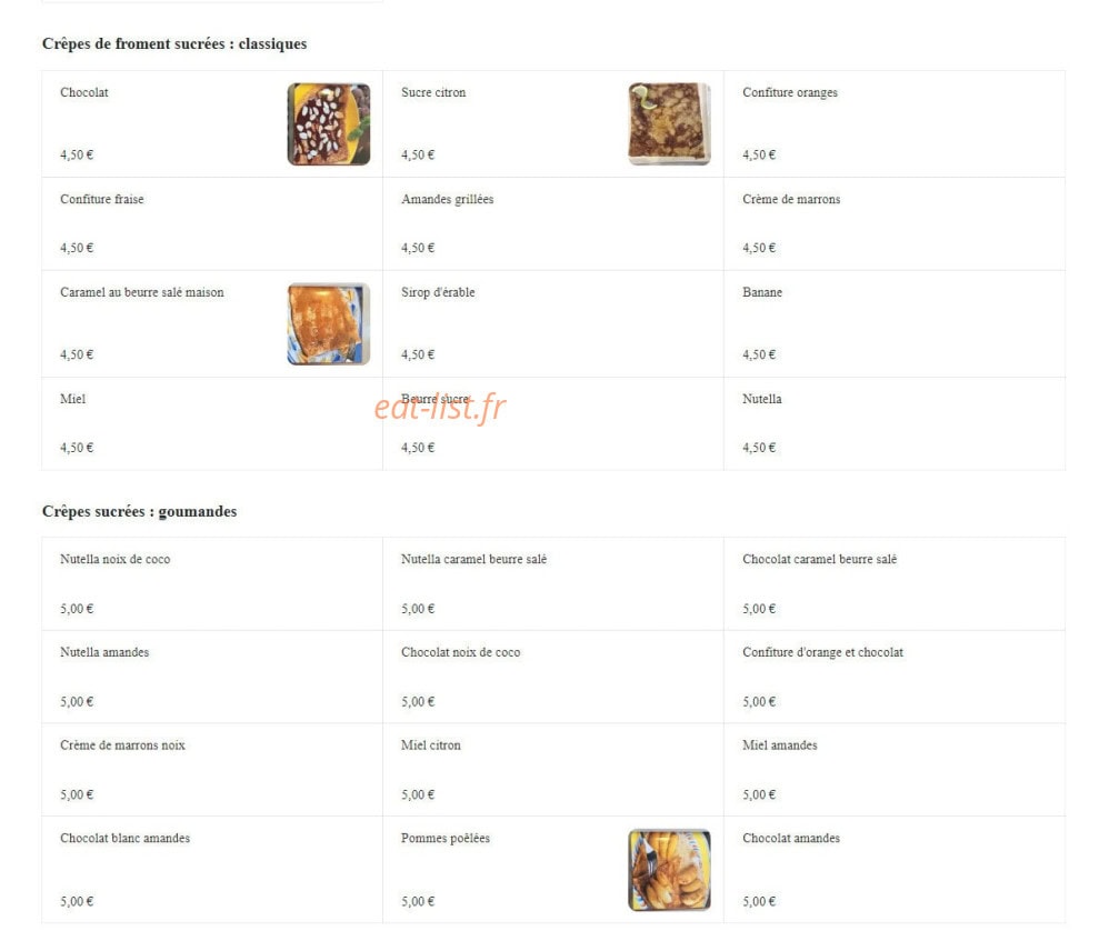 Le Goût des Crêpes — carte page 3