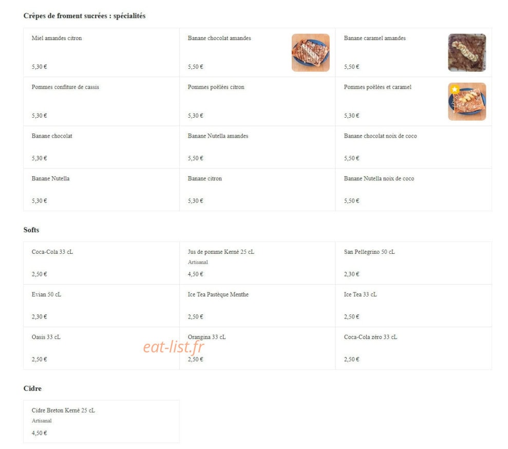 Le Goût des Crêpes — carte page 4