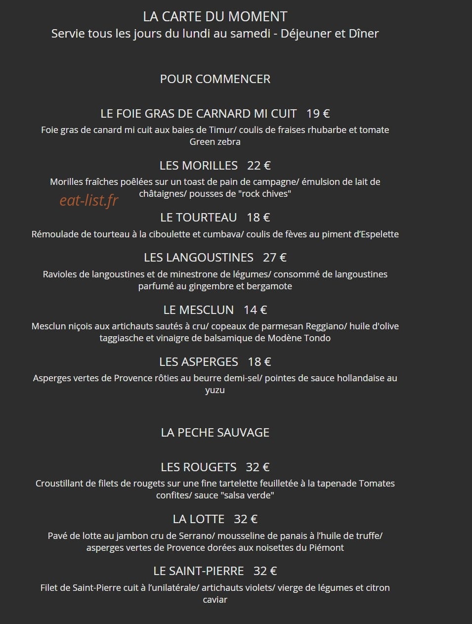 Le Mesclun — carte page 1