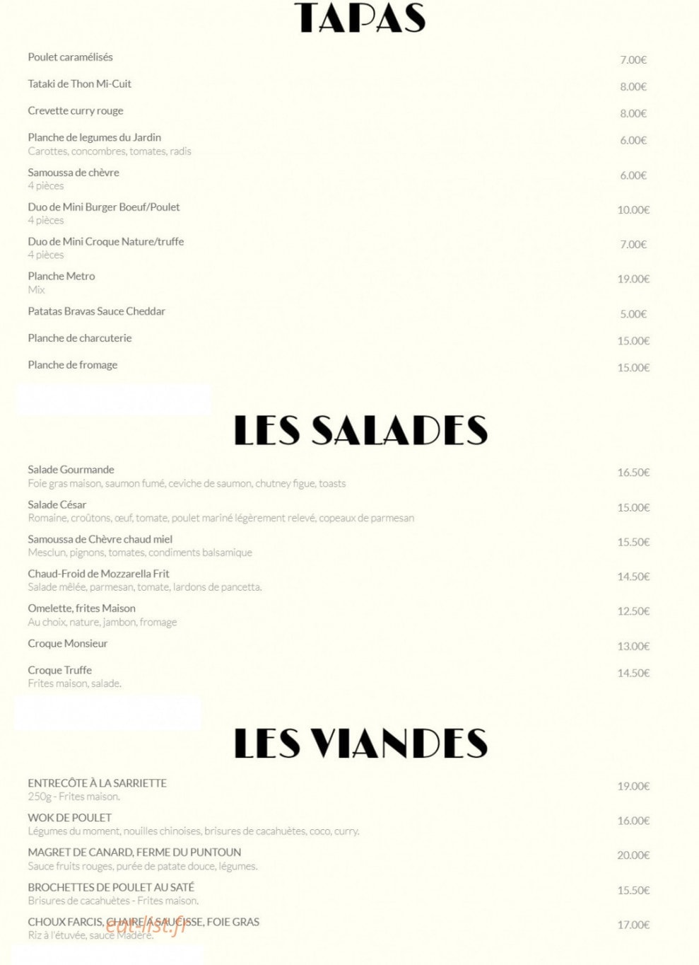 Le Metropolitan — carte page 1