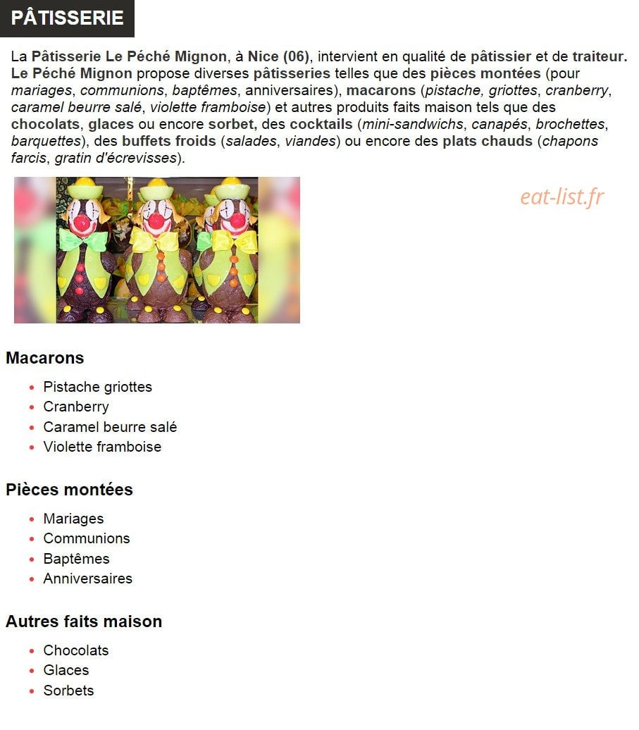 Le Péché Mignon — carte page 2