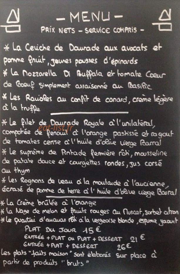 Le Potiron Gourmet — carte page 1