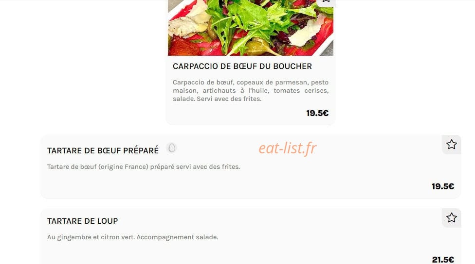 Le Sunset — carte page 6