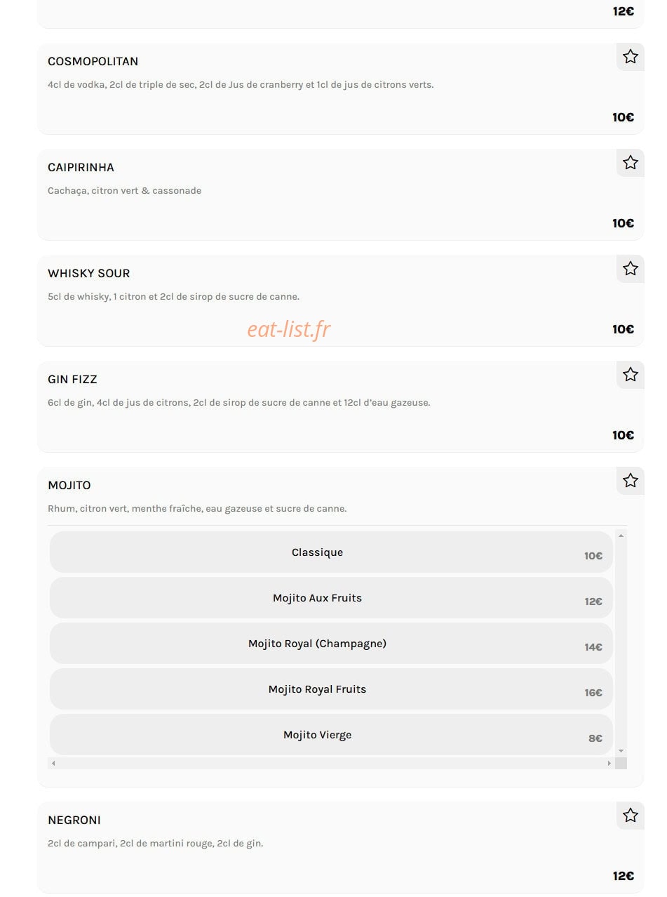 Le Sunset — carte page 15