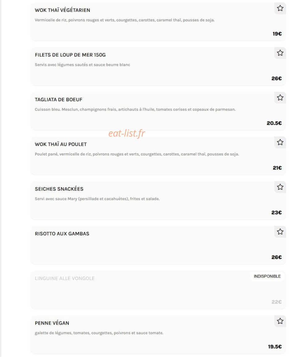 Le Sunset — carte page 9