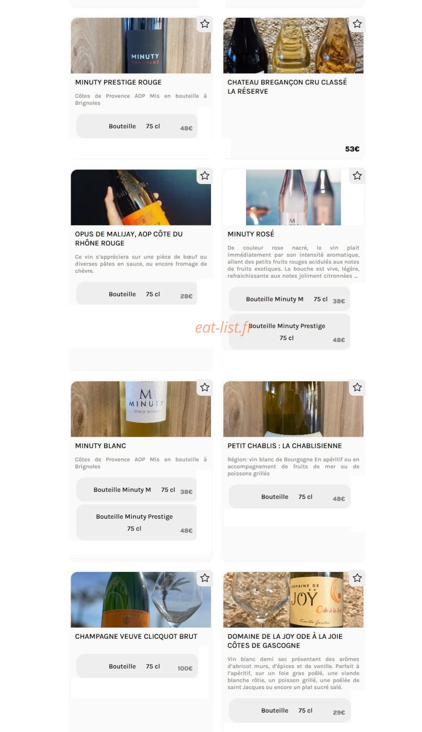Le Sunset — carte page 22