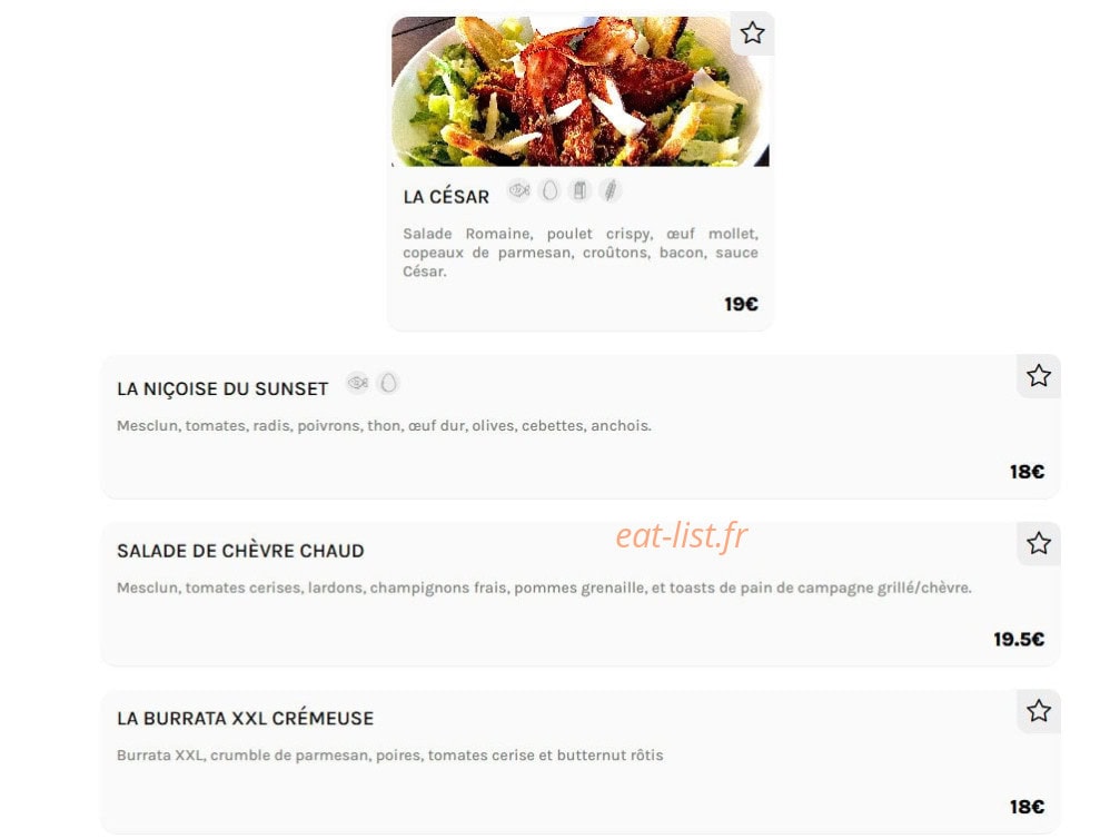 Le Sunset — carte page 5