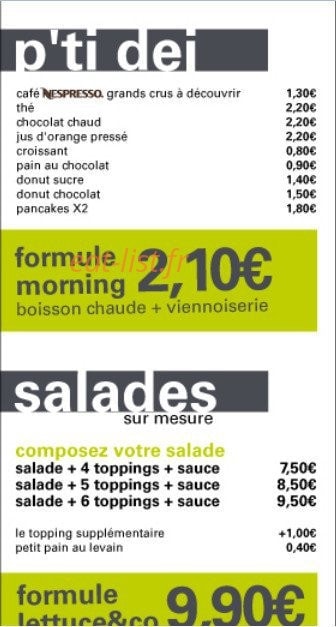 Lettuce and Co — carte page 1