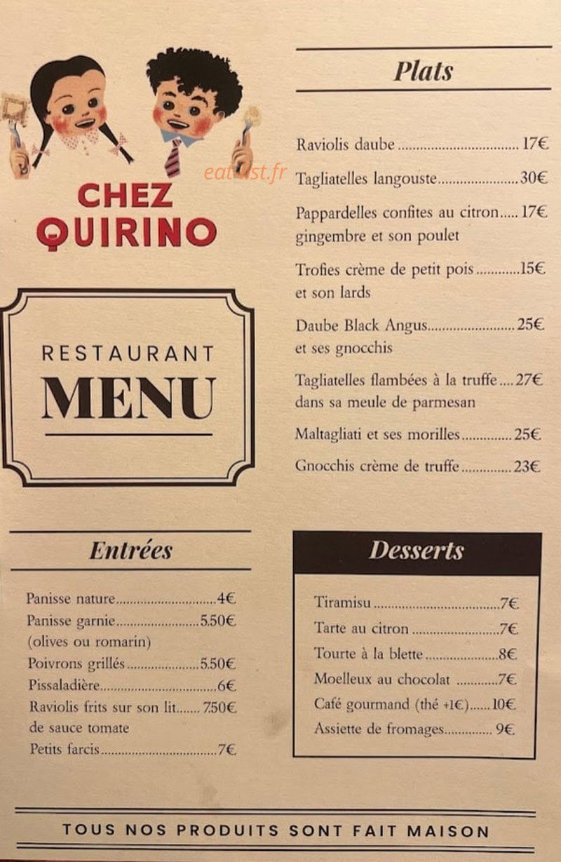 Maison Quirino — carte page 1