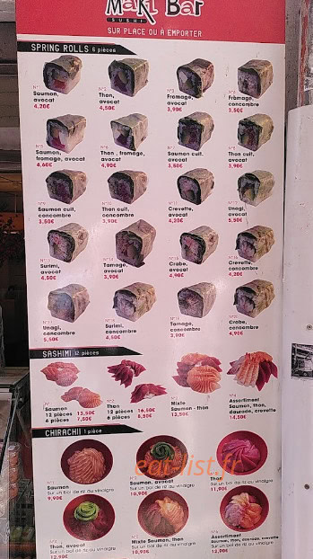Maki Bar — carte page 1