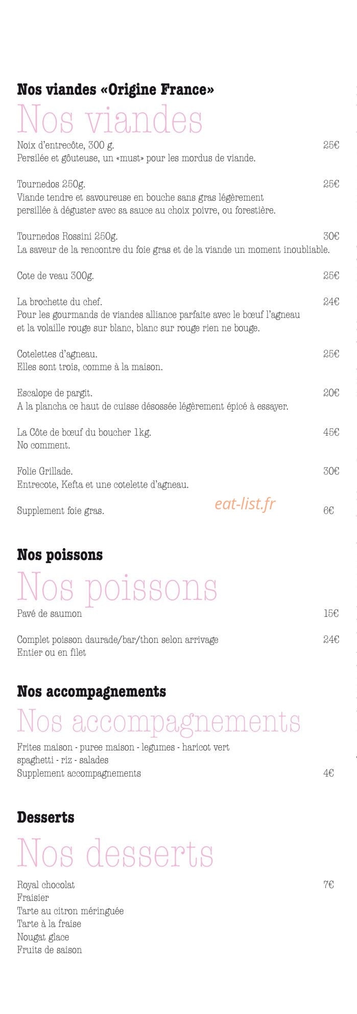 Meat bar — carte page 5