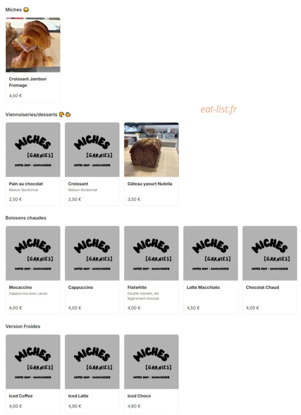 Miches garnies — carte page 1