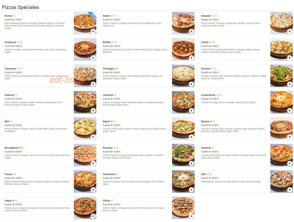 Mister Pizza — carte page 2