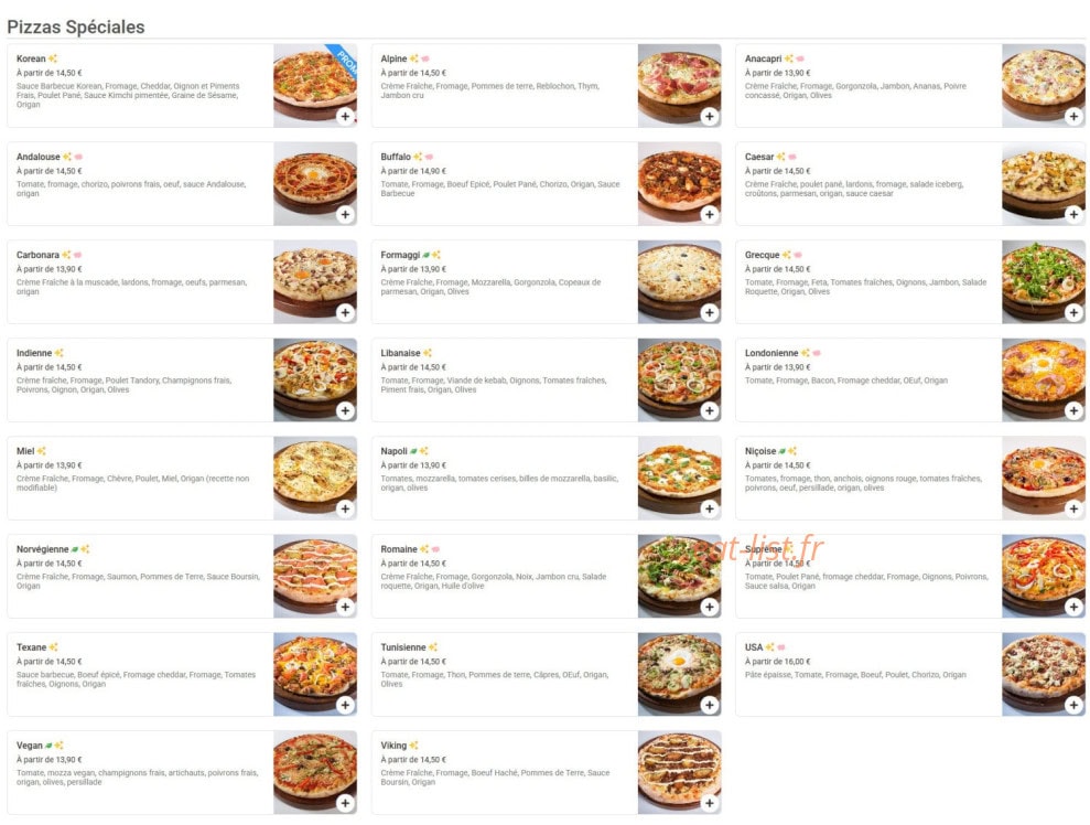 Mister Pizza — carte page 2