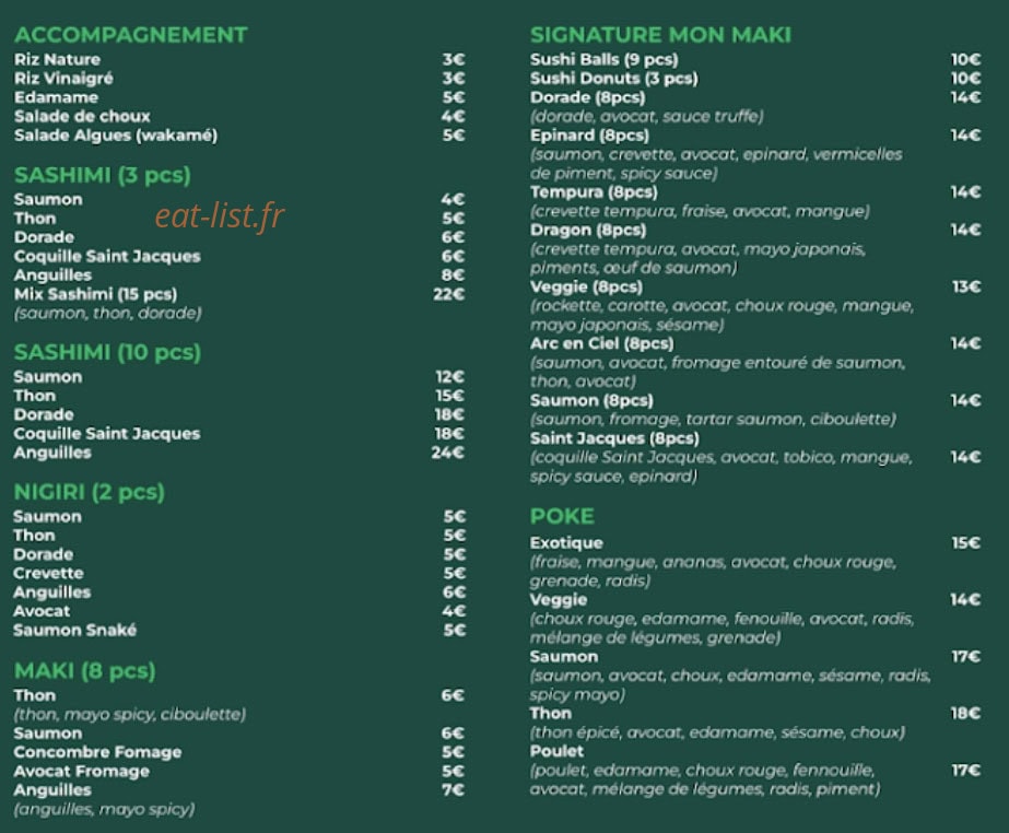 Mon Maki — carte page 2