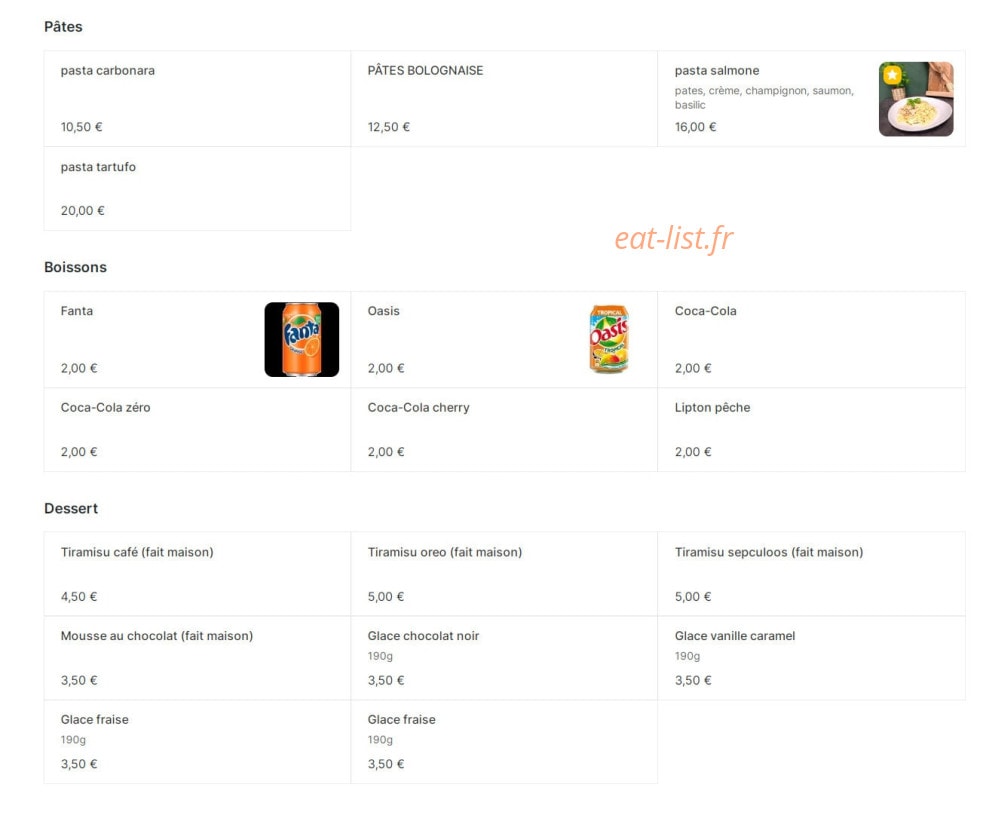 Mozza Pizza — carte page 2