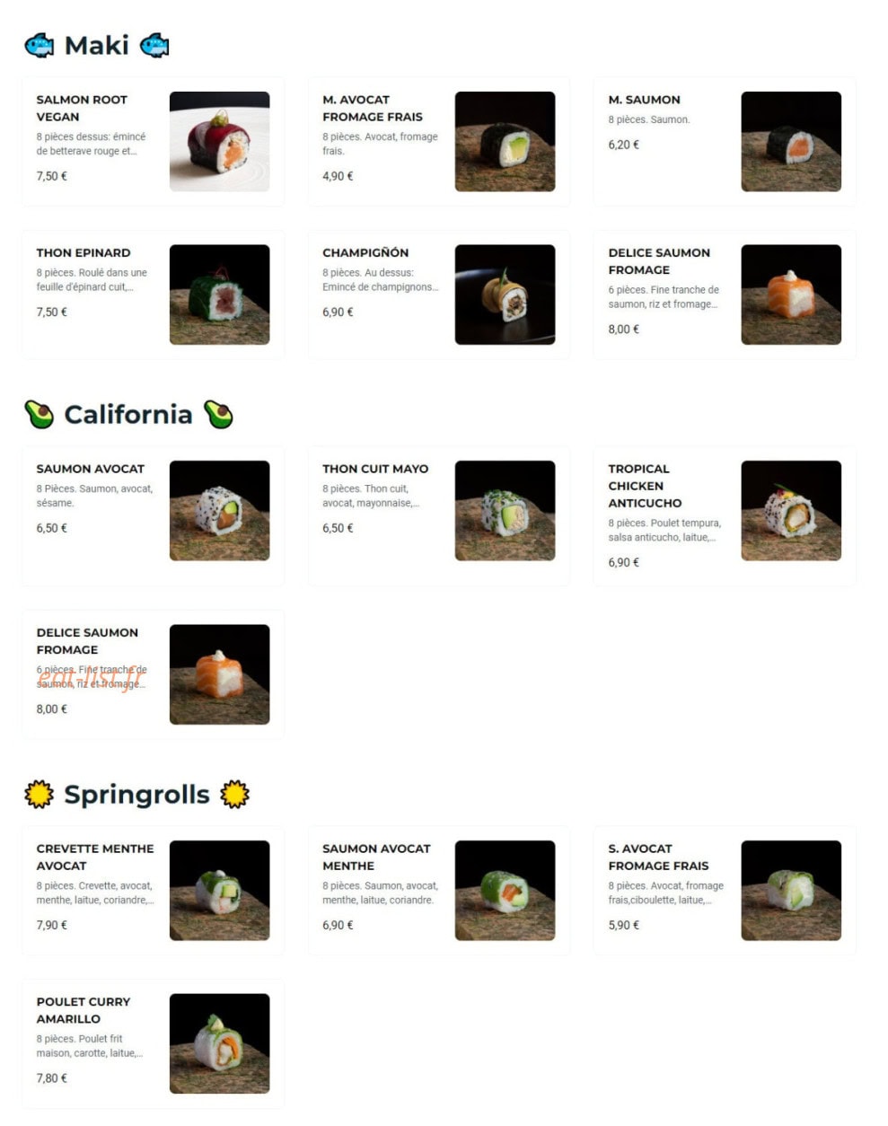 NKI sushi — carte page 3