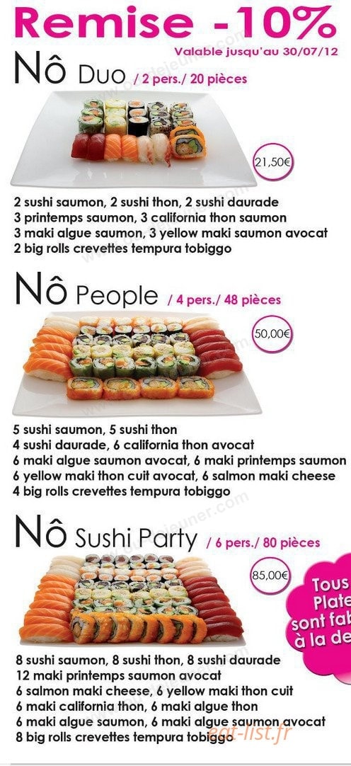 Nô Sushi — carte page 2