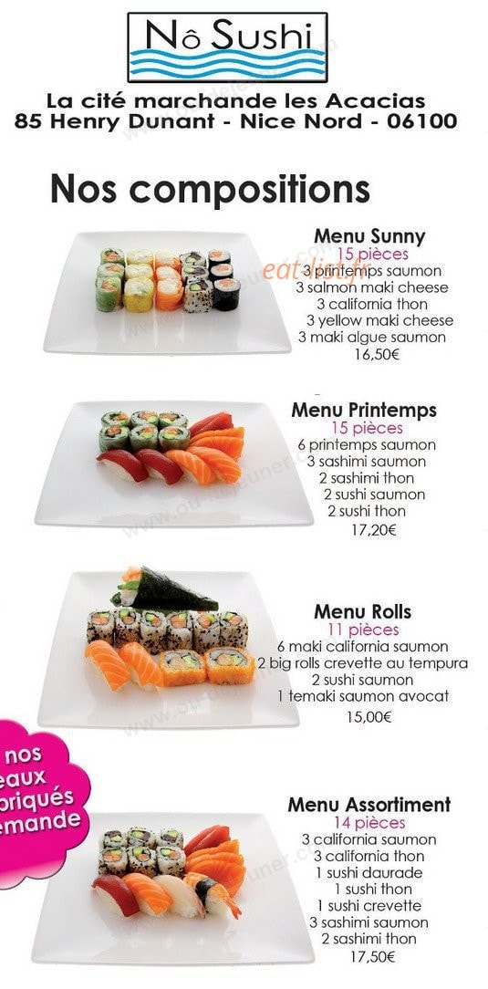 Nô Sushi — carte page 1