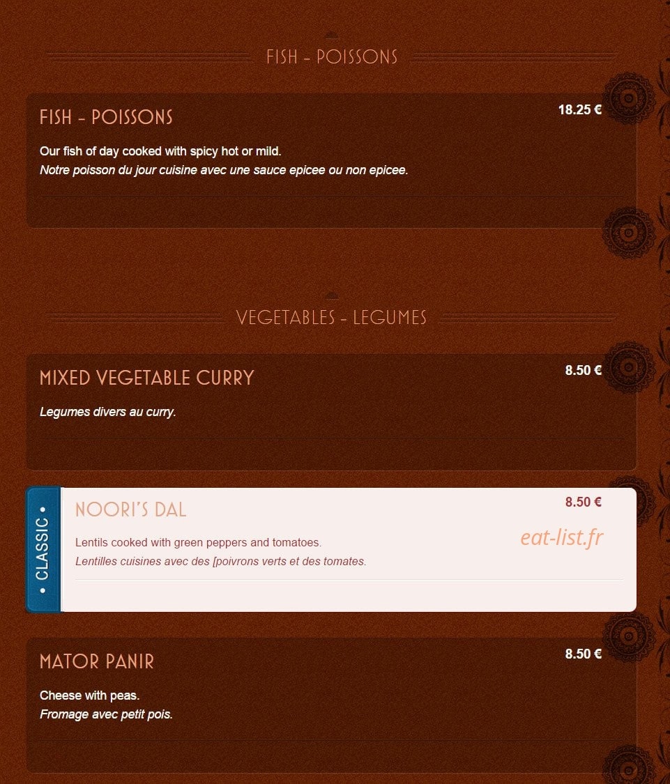 Noori's — carte page 10