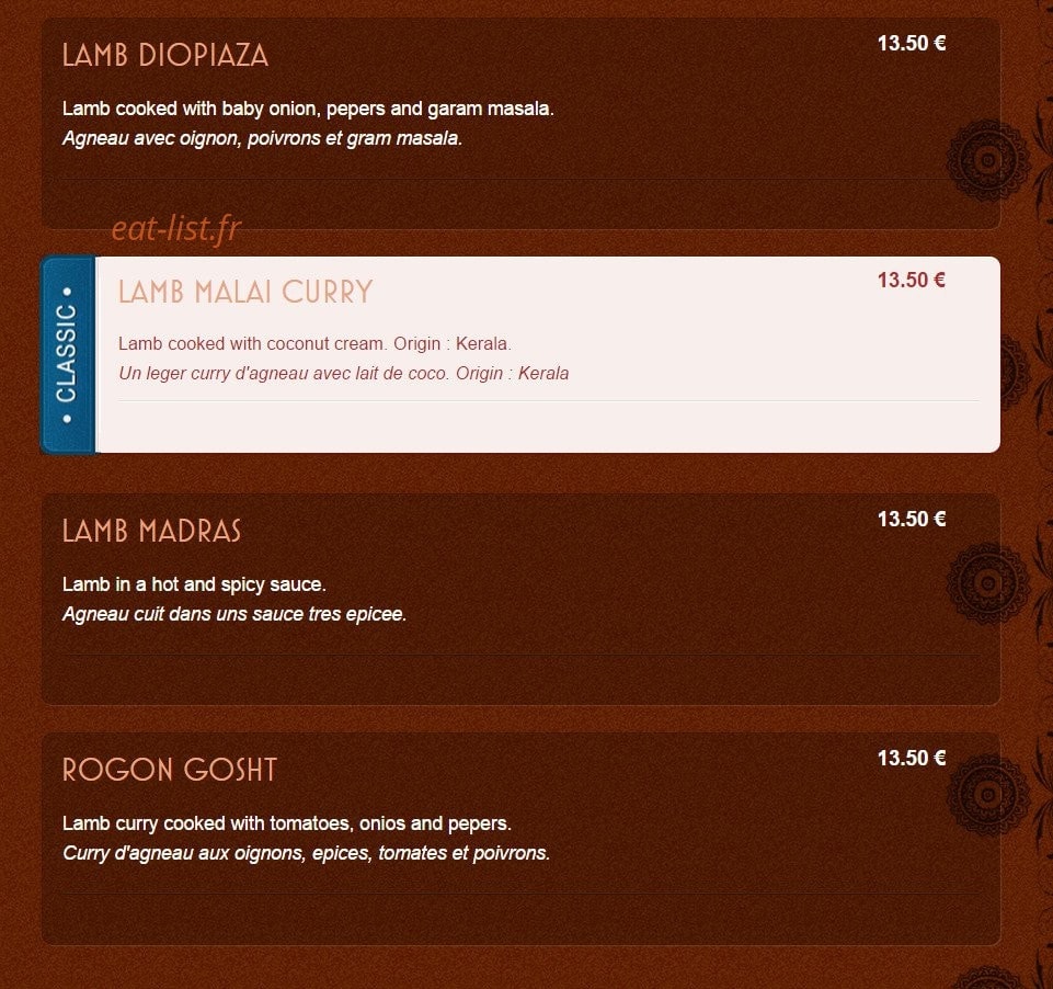 Noori's — carte page 8