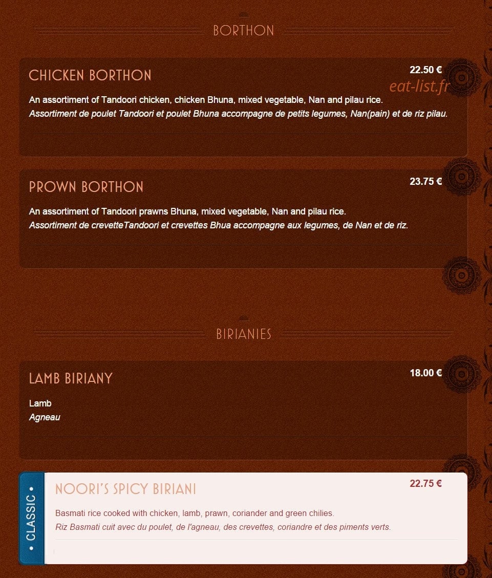 Noori's — carte page 4