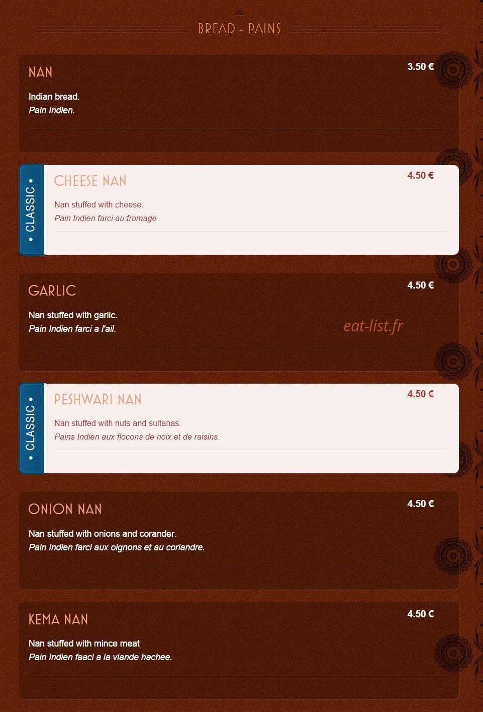 Noori's — carte page 13