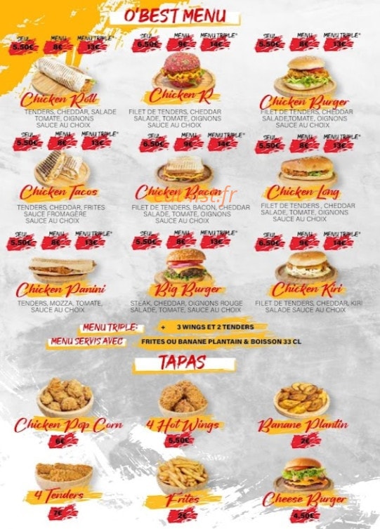 O Best Chicken — carte page 1