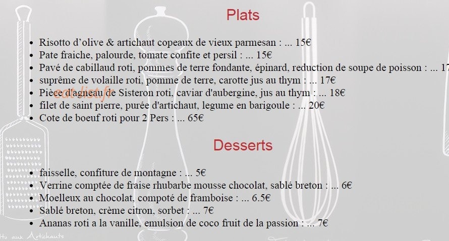 Olive & artichaut — carte page 2