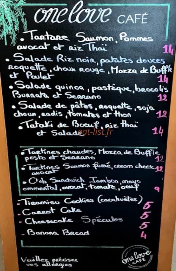 One Love Cafe — carte page 2
