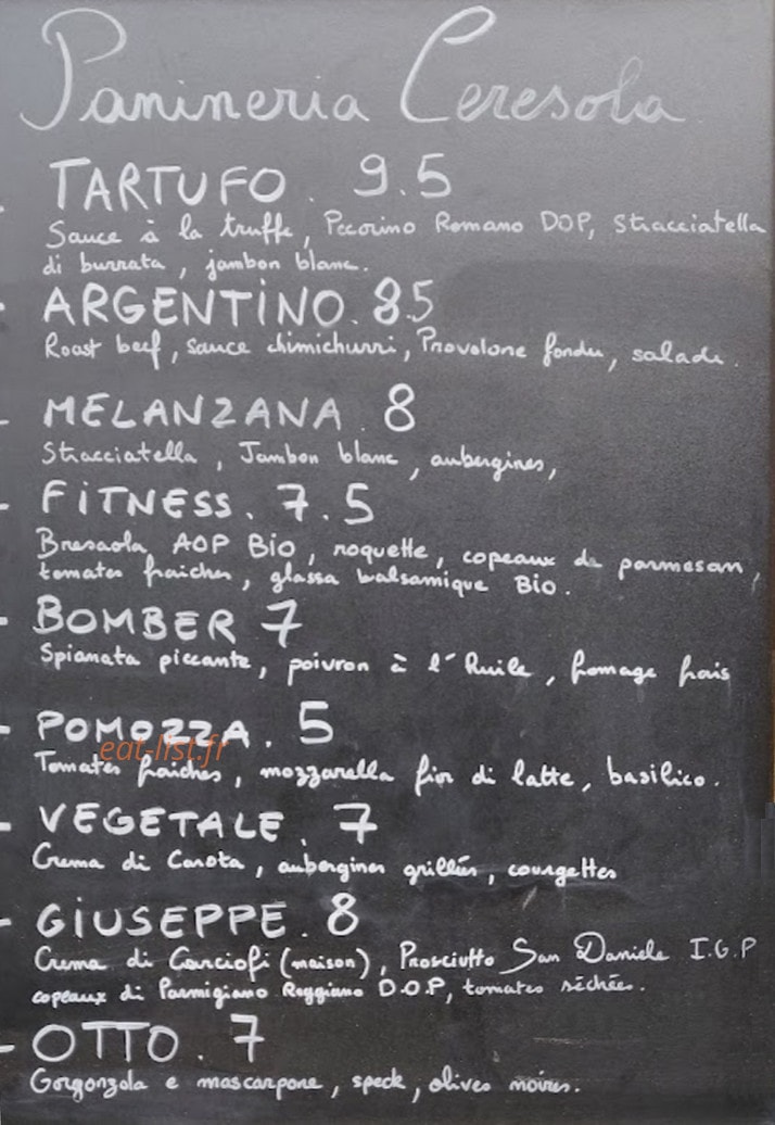 Panineria Ceresola — carte page 1