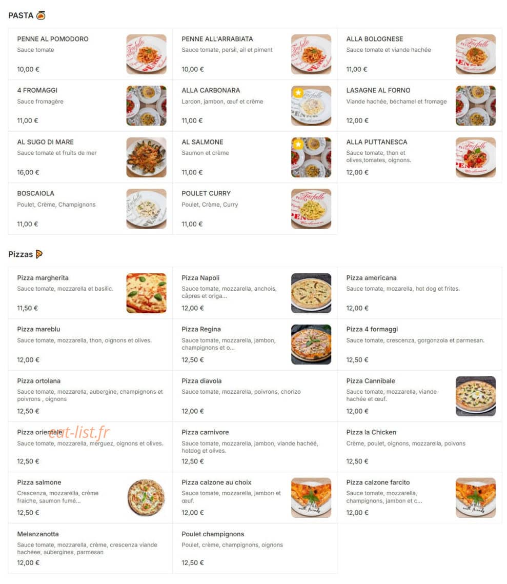 Past'n Pizza — carte page 2