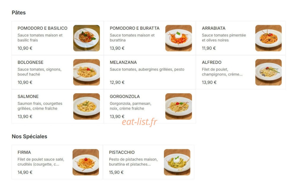 Pasta’Nini — carte page 1