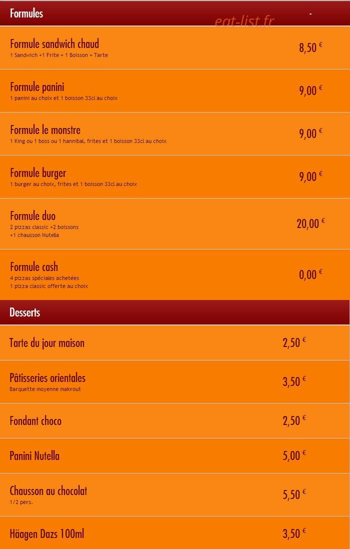 Pizz' Burger — carte page 6