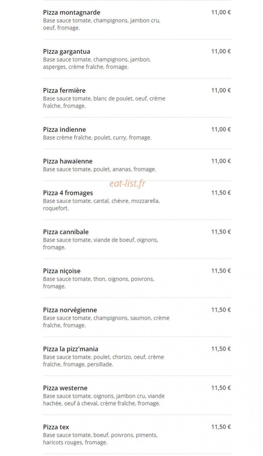 Pizz'Mania — carte page 4