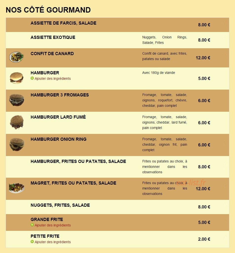 Pizza D'or — carte page 1