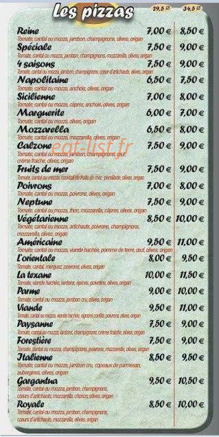 Pizza du Mont Boron — carte page 1