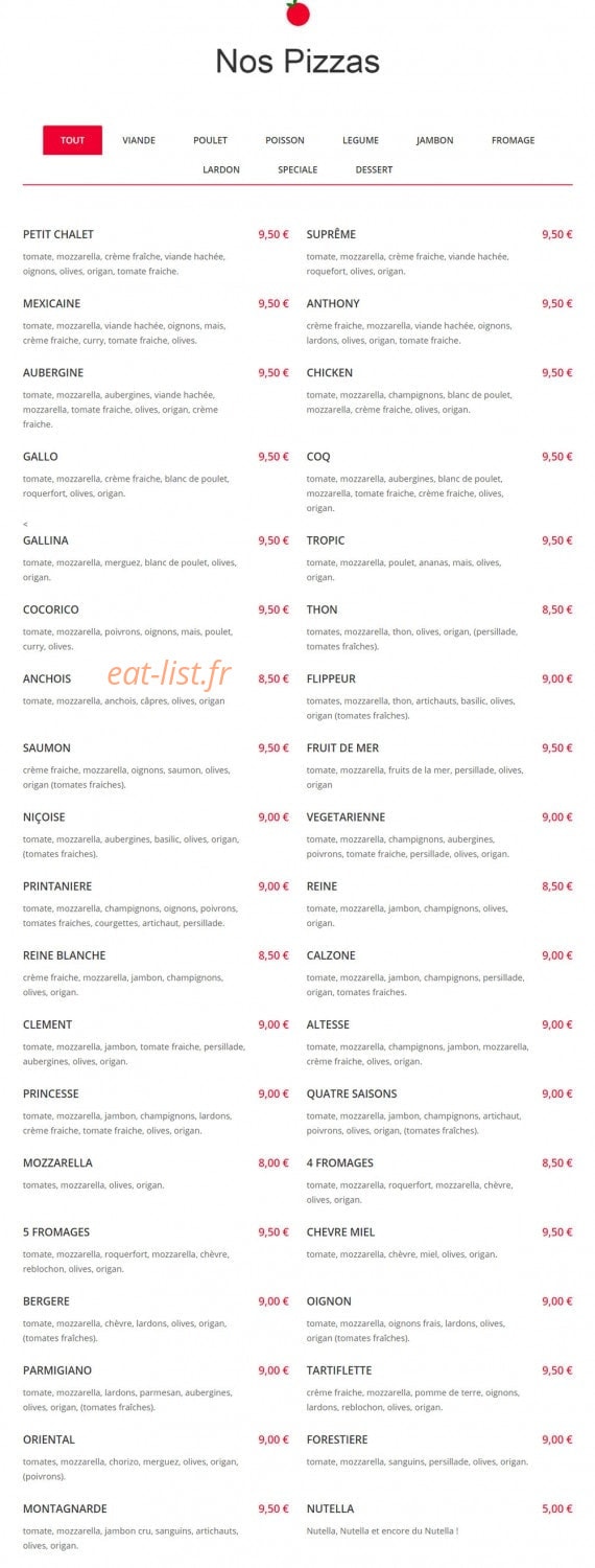 Pizza Gare Saint Isidore — carte page 1