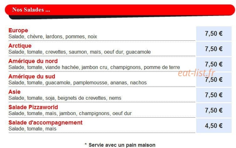 Pizza World — carte page 2