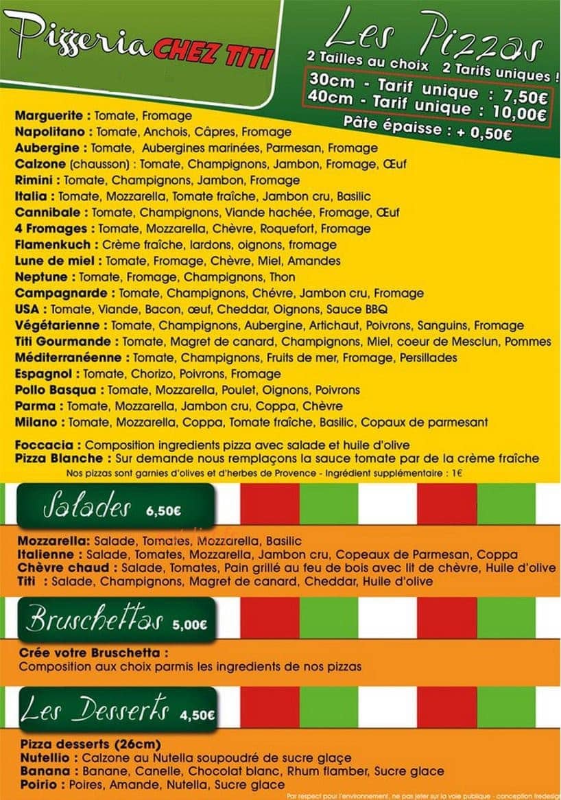 Pizzeria Chez titi — carte page 2