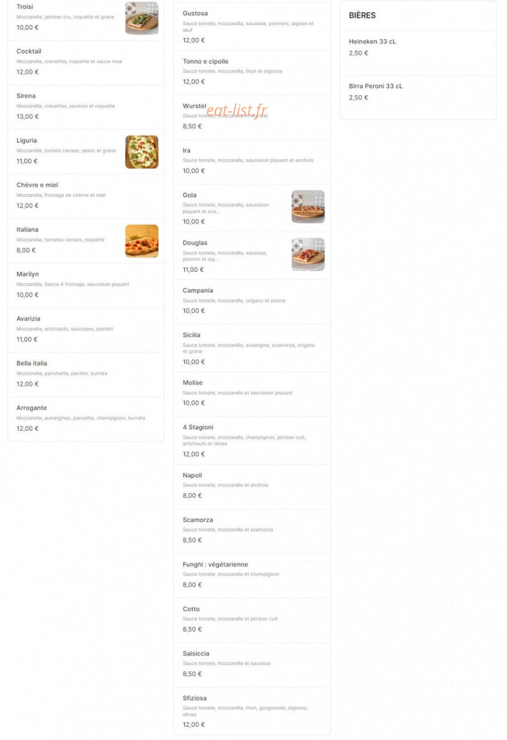 Pizzicata Store — carte page 2
